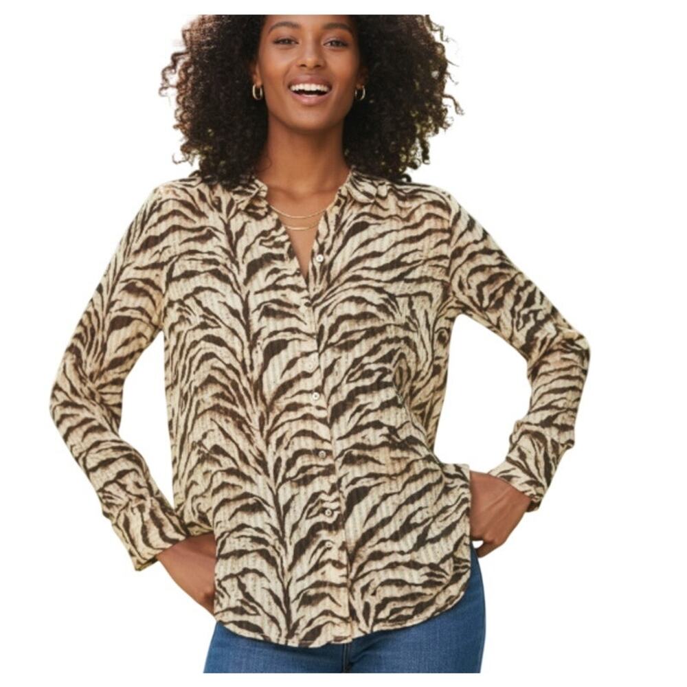 Bash Women's Isaac Zebra Long Sleeve Lightweight Shirt size Small